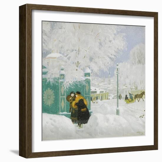 Winter Scene-Boris Michaylovich Kustodiev-Framed Giclee Print