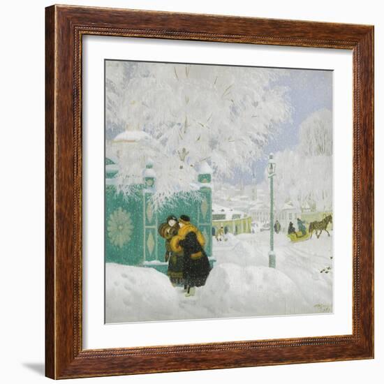 Winter Scene-Boris Michaylovich Kustodiev-Framed Giclee Print