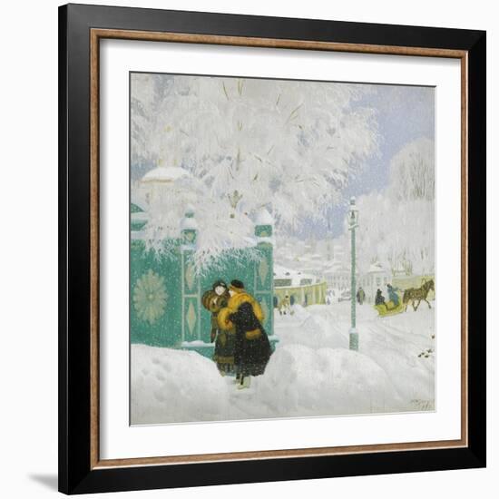 Winter Scene-Boris Michaylovich Kustodiev-Framed Giclee Print