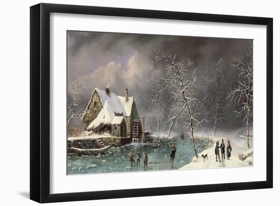 Winter Scene-Louis Claude Mallebranche-Framed Giclee Print