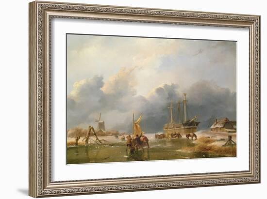 Winter Scene-Andreas Schelfhout-Framed Giclee Print