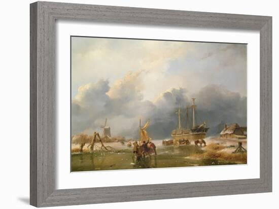 Winter Scene-Andreas Schelfhout-Framed Giclee Print