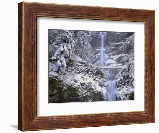 Winter Scenic at Multnomah Falls, Columbia River Gorge, Oregon, USA-Jaynes Gallery-Framed Photographic Print