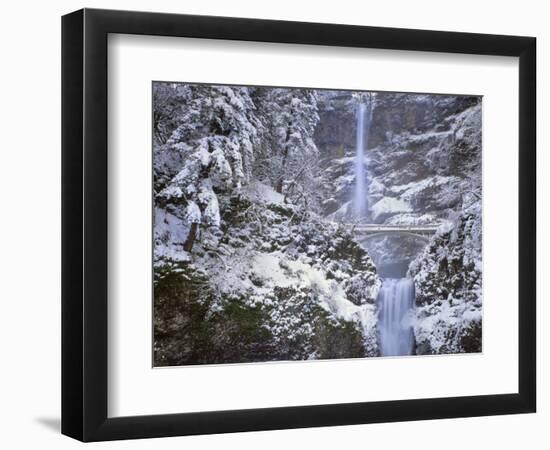 Winter Scenic at Multnomah Falls, Columbia River Gorge, Oregon, USA-Jaynes Gallery-Framed Photographic Print