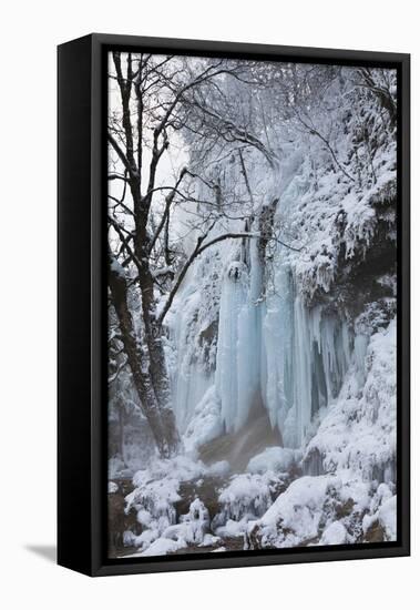 Winter, Schleierfaelle, Upper Bavaria, River Ammer, Pfaffenwinkel, Germany-Martin Zwick-Framed Premier Image Canvas