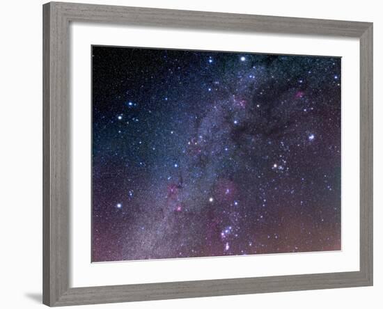 Winter Sky Panorama with Various Deep Sky Objects-null-Framed Photographic Print