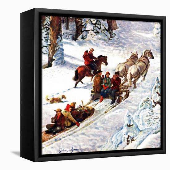 "Winter Sleigh Ride," December 17, 1949-John Clymer-Framed Premier Image Canvas