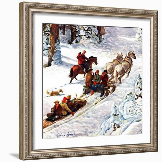 "Winter Sleigh Ride," December 17, 1949-John Clymer-Framed Giclee Print