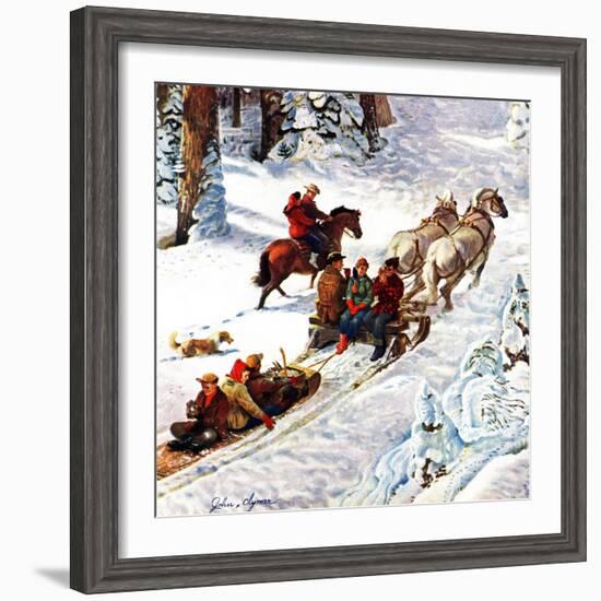 "Winter Sleigh Ride," December 17, 1949-John Clymer-Framed Giclee Print