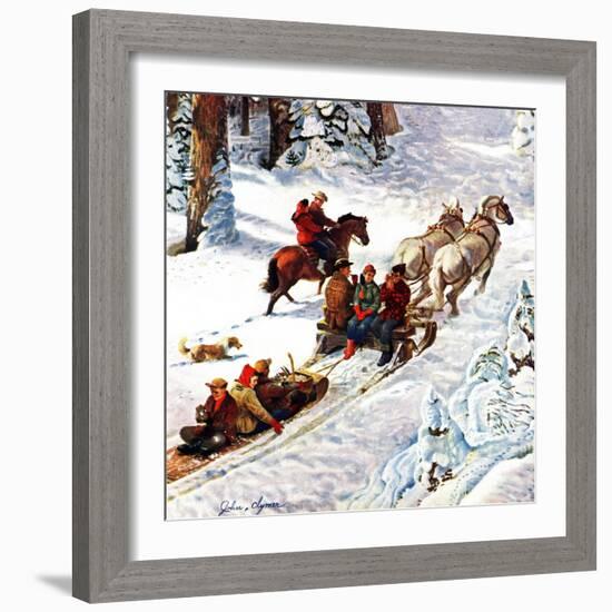 "Winter Sleigh Ride," December 17, 1949-John Clymer-Framed Giclee Print