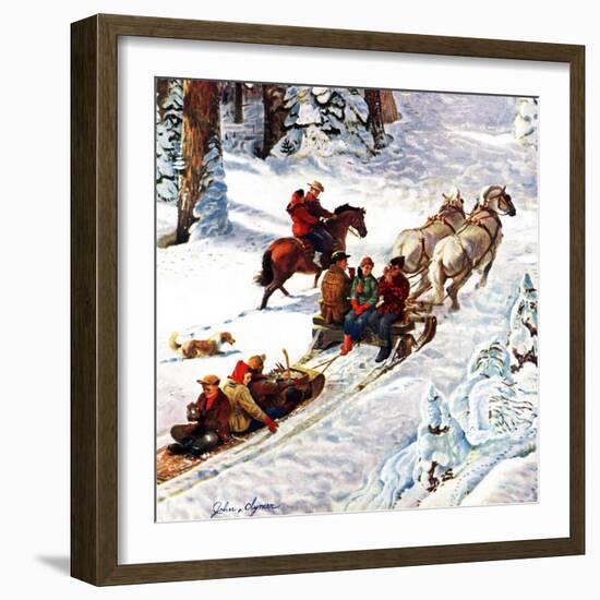 "Winter Sleigh Ride," December 17, 1949-John Clymer-Framed Giclee Print