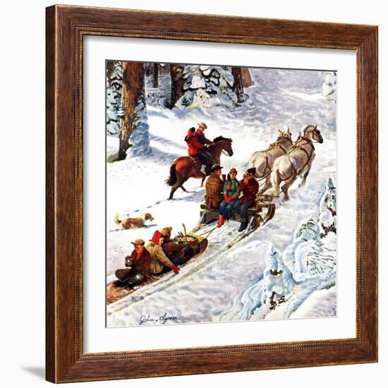 "Winter Sleigh Ride," December 17, 1949-John Clymer-Framed Giclee Print