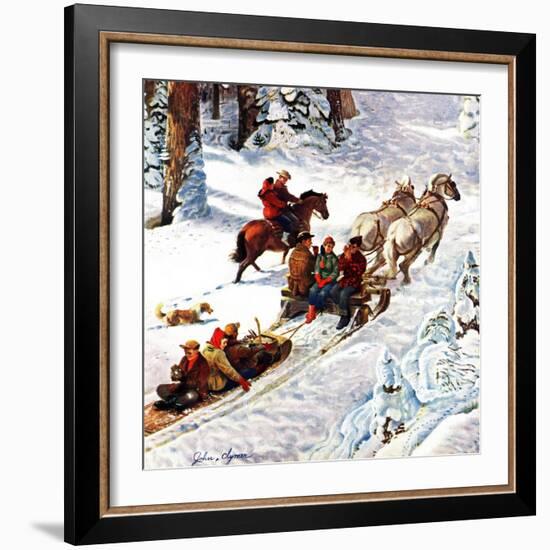 "Winter Sleigh Ride," December 17, 1949-John Clymer-Framed Giclee Print