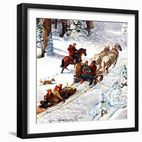 "Winter Sleigh Ride," December 17, 1949-John Clymer-Framed Giclee Print