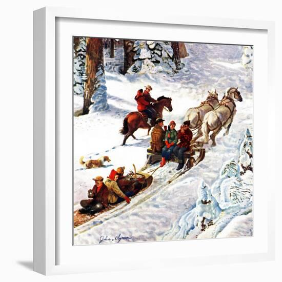 "Winter Sleigh Ride," December 17, 1949-John Clymer-Framed Giclee Print