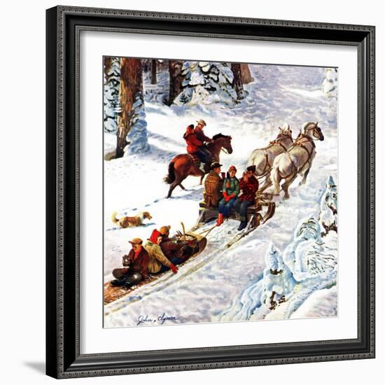 "Winter Sleigh Ride," December 17, 1949-John Clymer-Framed Giclee Print