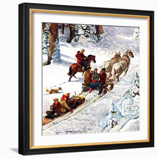 "Winter Sleigh Ride," December 17, 1949-John Clymer-Framed Giclee Print