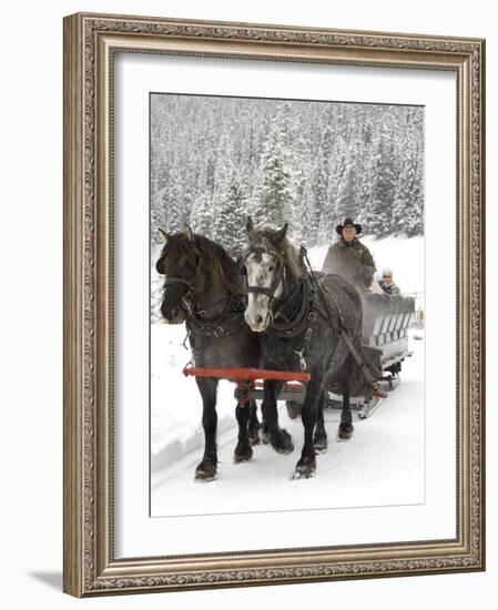 Winter Sleigh Ride, Lake Louise, Alberta, Canada-Cindy Miller Hopkins-Framed Photographic Print