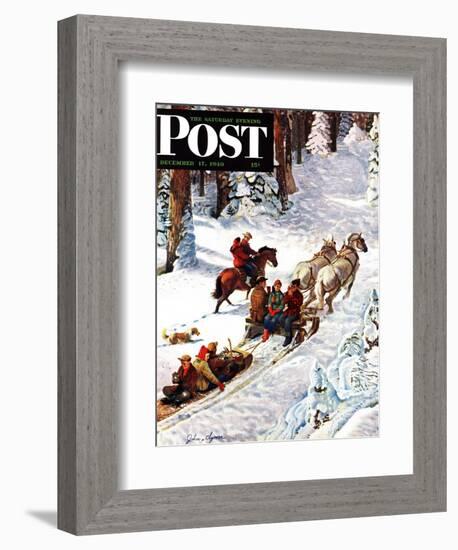 "Winter Sleigh Ride," Saturday Evening Post Cover, December 17, 1949-John Clymer-Framed Giclee Print