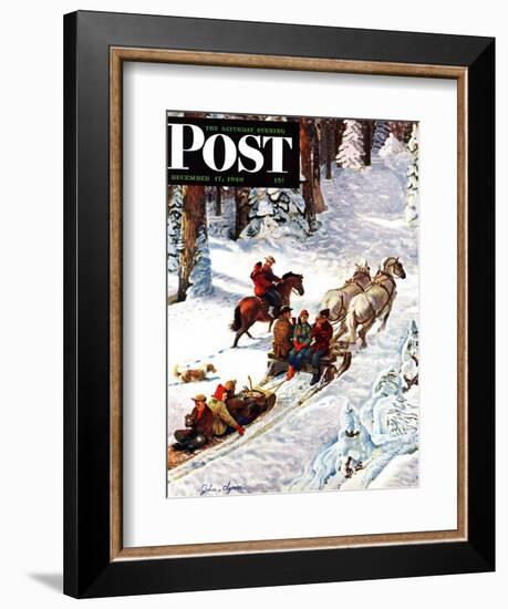 "Winter Sleigh Ride," Saturday Evening Post Cover, December 17, 1949-John Clymer-Framed Giclee Print