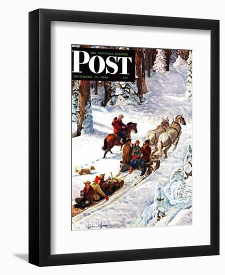 "Winter Sleigh Ride," Saturday Evening Post Cover, December 17, 1949-John Clymer-Framed Giclee Print