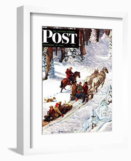 "Winter Sleigh Ride," Saturday Evening Post Cover, December 17, 1949-John Clymer-Framed Giclee Print