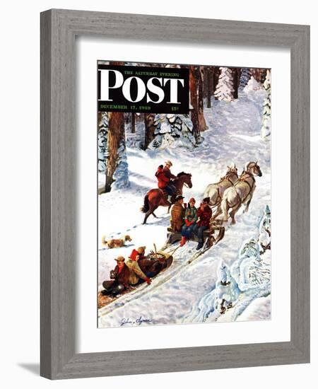 "Winter Sleigh Ride," Saturday Evening Post Cover, December 17, 1949-John Clymer-Framed Giclee Print