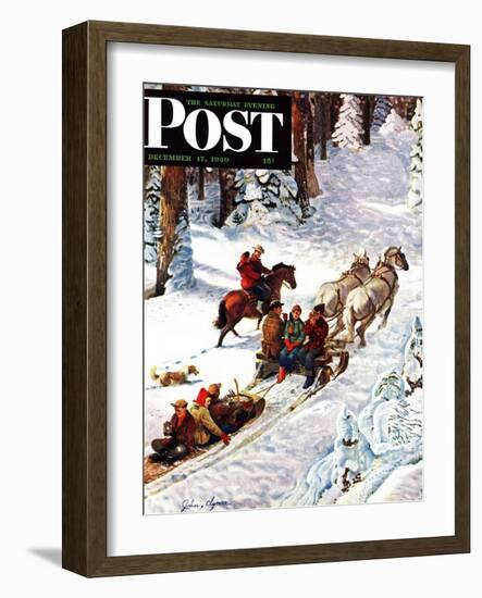 "Winter Sleigh Ride," Saturday Evening Post Cover, December 17, 1949-John Clymer-Framed Giclee Print