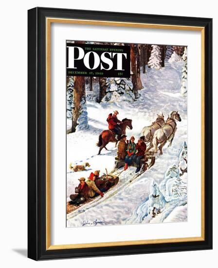 "Winter Sleigh Ride," Saturday Evening Post Cover, December 17, 1949-John Clymer-Framed Giclee Print