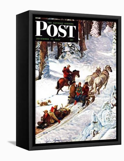 "Winter Sleigh Ride," Saturday Evening Post Cover, December 17, 1949-John Clymer-Framed Premier Image Canvas