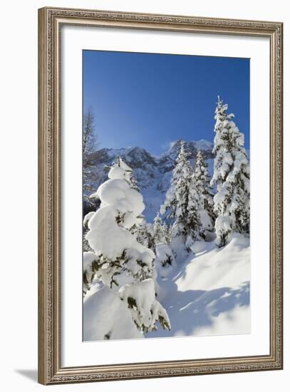 Winter Snow, Mieminger Crest, Hohe Wand, Valley Gaistal, Tyrol, Austria-Martin Zwick-Framed Photographic Print