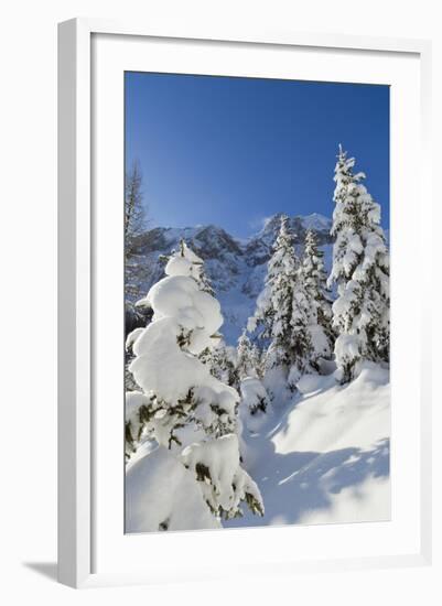 Winter Snow, Mieminger Crest, Hohe Wand, Valley Gaistal, Tyrol, Austria-Martin Zwick-Framed Photographic Print