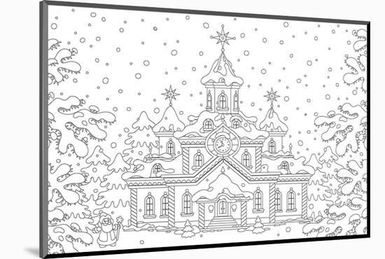 Winter Snow Palace Coloring Art-null-Mounted Coloring Poster