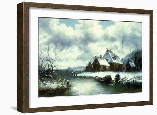 Winter Snow Scene (Oil on Canvas)-William Charles Anthony Frerichs-Framed Giclee Print