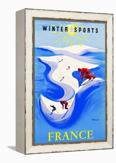 Winter Sports-France-Bernard Villemot-Framed Stretched Canvas