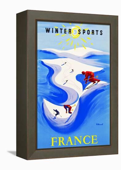 Winter Sports-France-Bernard Villemot-Framed Stretched Canvas