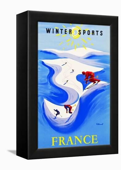 Winter Sports-France-Bernard Villemot-Framed Stretched Canvas