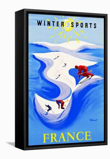 Winter Sports-France-Bernard Villemot-Framed Stretched Canvas