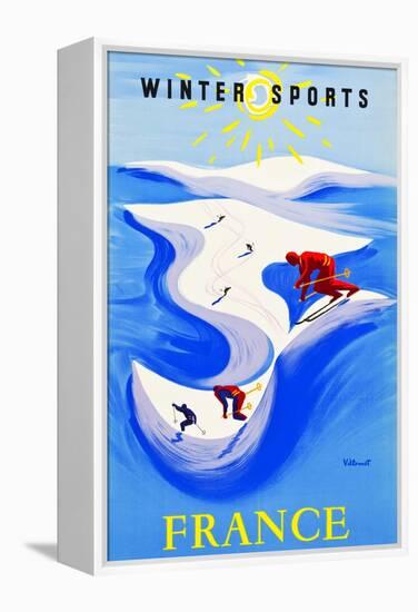 Winter Sports-France-Bernard Villemot-Framed Stretched Canvas