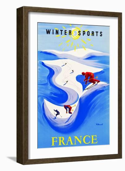 Winter Sports-France-Bernard Villemot-Framed Art Print