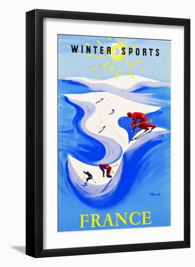 Winter Sports-France-Bernard Villemot-Framed Art Print