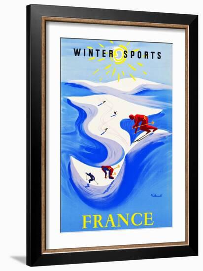 Winter Sports-France-Bernard Villemot-Framed Art Print