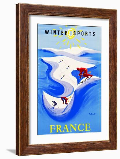 Winter Sports-France-Bernard Villemot-Framed Premium Giclee Print