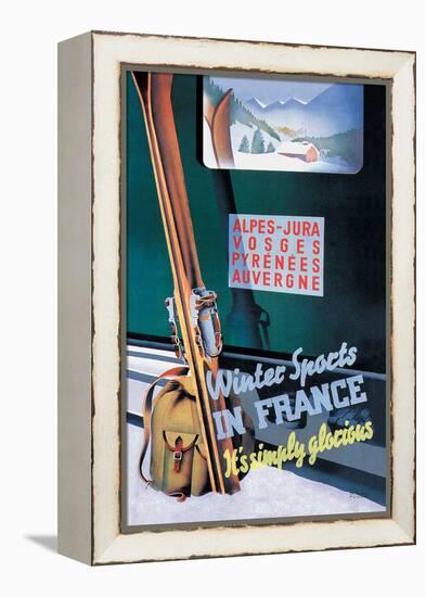 Winter Sports in France-Roland Hugon-Framed Stretched Canvas