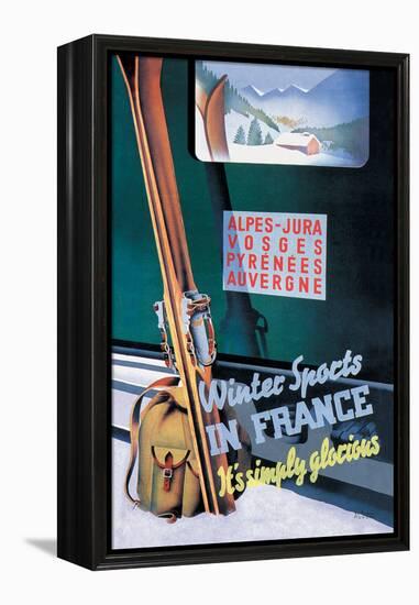 Winter Sports in France-Roland Hugon-Framed Stretched Canvas