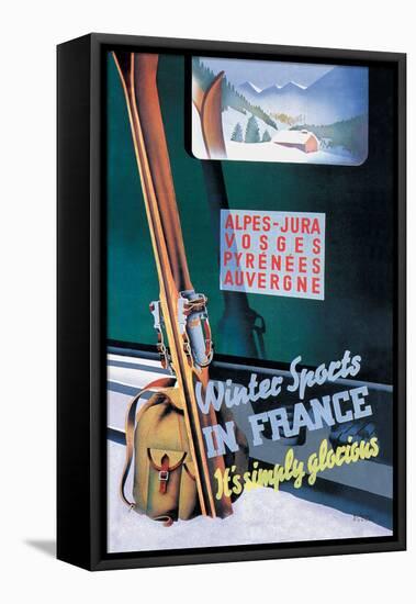 Winter Sports in France-Roland Hugon-Framed Stretched Canvas