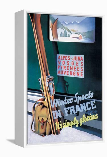 Winter Sports in France-Roland Hugon-Framed Stretched Canvas