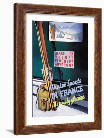 Winter Sports in France-Roland Hugon-Framed Art Print