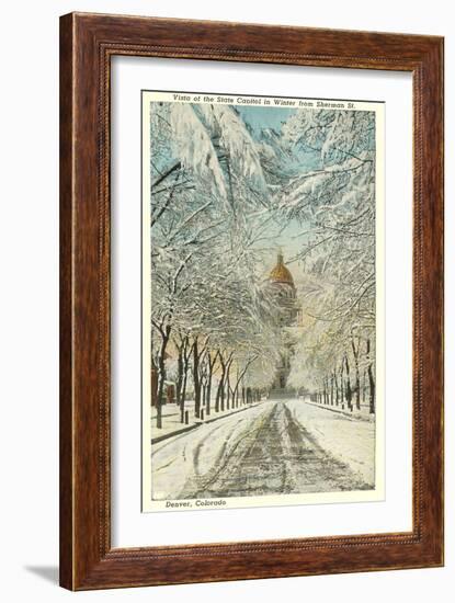 Winter, State Capitol, Denver, Colorado-null-Framed Art Print