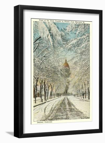 Winter, State Capitol, Denver, Colorado-null-Framed Art Print